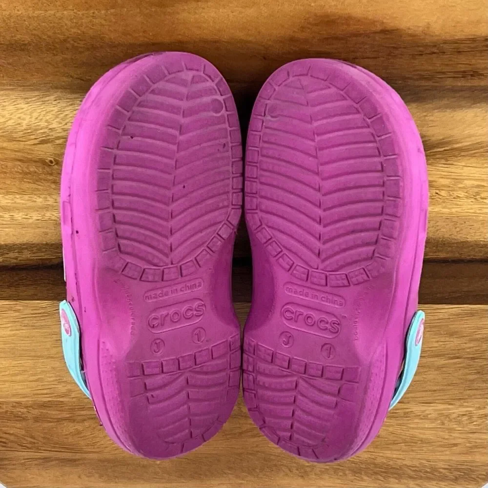 Kids Childrens‎ Frozen Purple Lined Slip On Shoes Clogs Sandals Size 1 Y GUC